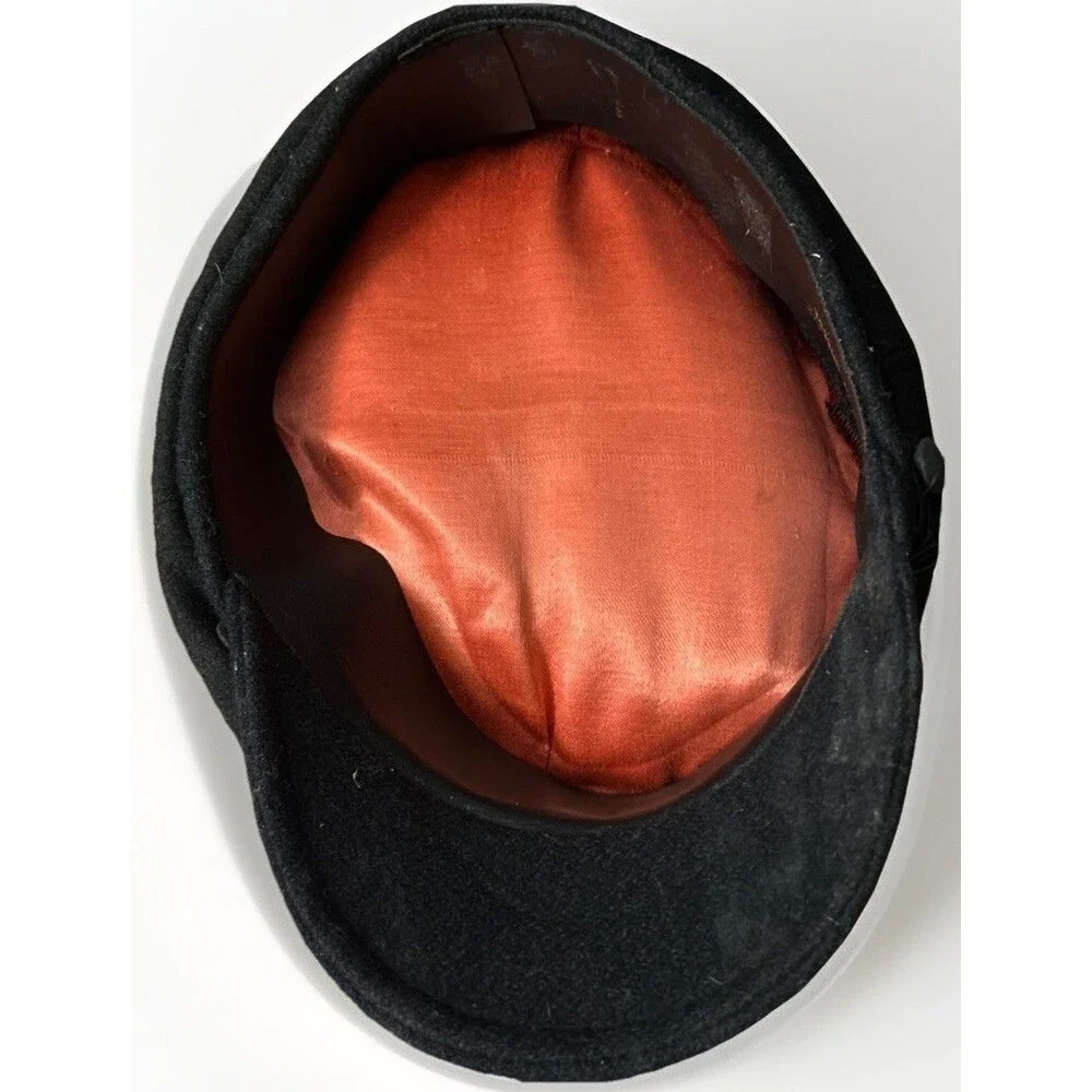 Vintage Greek Fishermans Cap Made In Greece Wool Nylon Size M - 7 1/8 Black